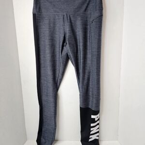 PINK Victoria's Secret Heather Gray Leggings with Black Lower Panel